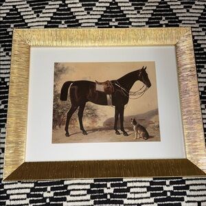 11”X14” equestrian print in decorative gold frame